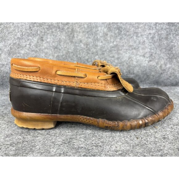 Cabelas Duck Shoes Womens Size 9 Brown Rubber Leather Bean Boot Moc Slip On - Picture 4 of 9